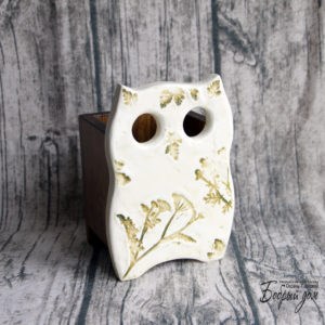 Имитация керамики. Карандашница «Сова Ботаник». Видео онлайн эфир 3016538